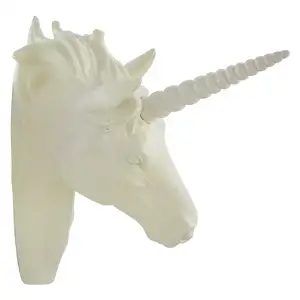 Blanco Cabeza de unicornio montado en la pared escultura Decoración