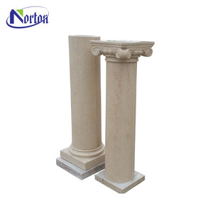 Western-style Outdoor Garden Roman Decorative Natural Stone Round Carving <strong>square</strong> Pillar Design Beige Marble <strong>Column</strong> Price