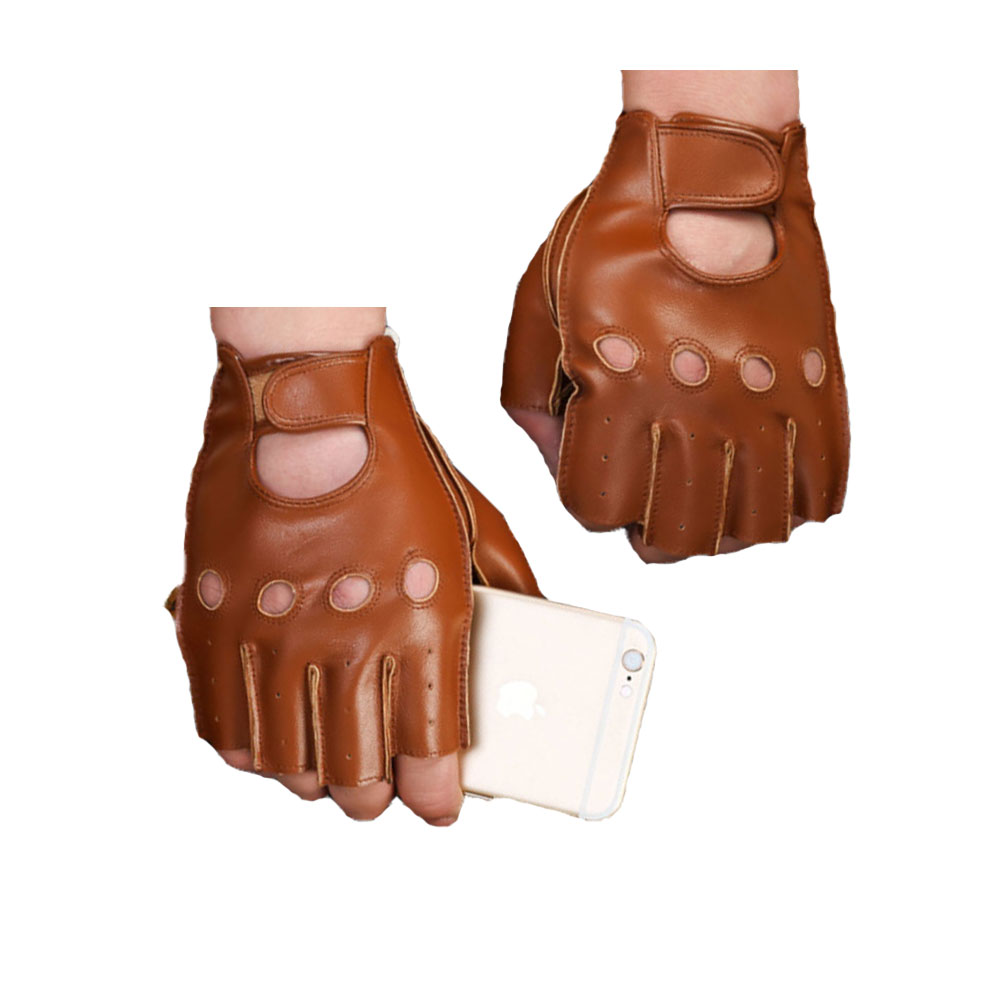 Летние перчатки без пальцев для вождения автомобиля, кожаные для женщин, мужчин и женщин