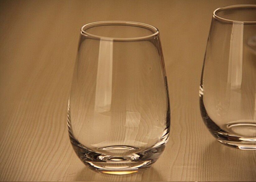 Haonai 13.6oz high flint glass etched Stemless Wine Glasses