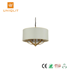 Nuevo Hotel de moda ajustable 4 E14 Luz de latón antiguo lámpara colgante de tela - Product Image 1