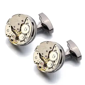 Gioielli di fascia alta gemelli personalizzati in argento fornitore della cina gears design gemelli per camicia in acciaio inossidabile