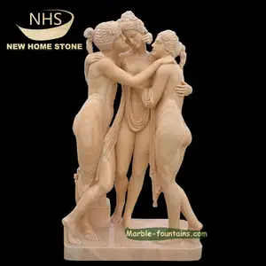 Doğal mermer heykel taş bahçe üç muses üç graces el oyma ünlü üç kız heykelleri satılık