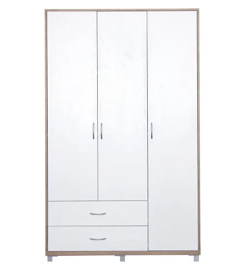 HUINAN New Design 120 cm 3 Door 2 Drawers Melamine Wooden Wall bedroom wardrobe closet Organizer Wardrobe Closet