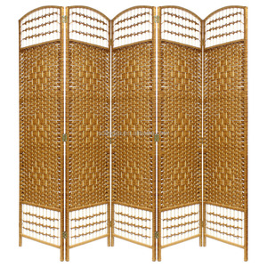 Paravento Decorativo in Rattan Mobile, Pannello in Legno Stile Dubai, Divisorio Pieghevole a 3 Pannelli, Separatore Economico con Carta per Matrimoni - Product Image 5