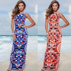 Vestido largo de verano sin mangas para mujer, estampado bohemio - Product Image 1