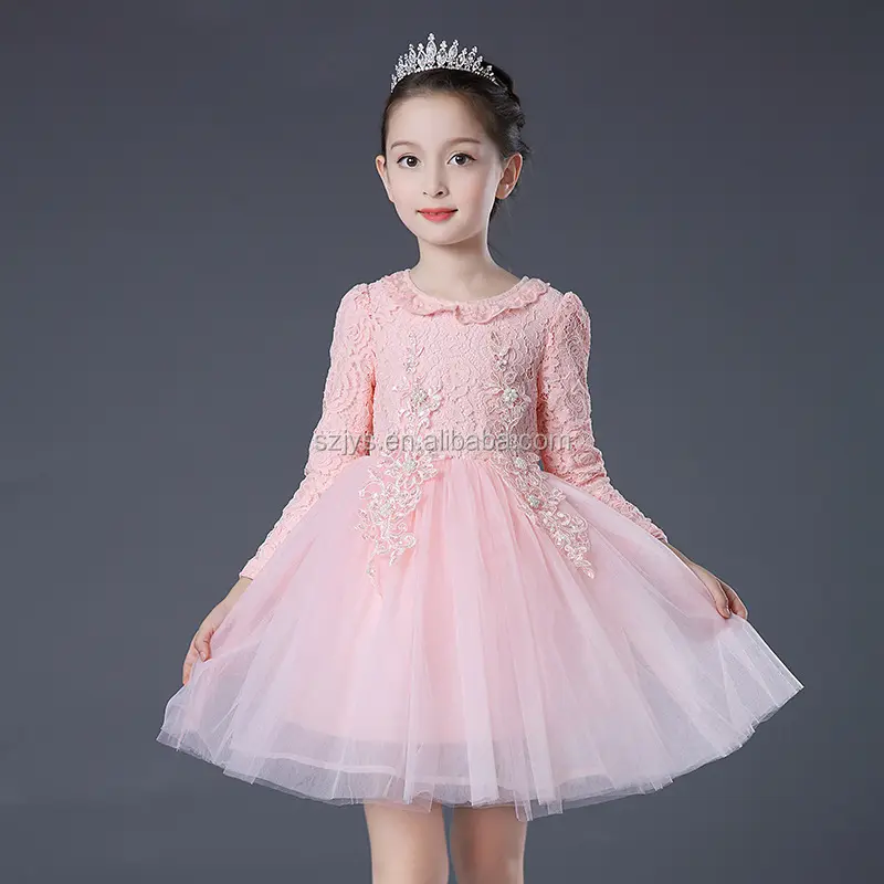 Fashion Pink Lace kids angel dress for 3-8 years old