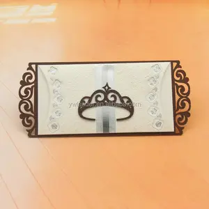 Pearlpaper corona real lasercut tarjetas de invitación de la boda de convite casamento