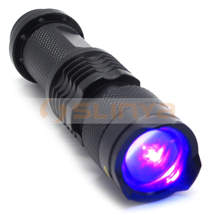 Blue Light Eagle Eye Zoom Lens Waterproof Wild Night Catch Insect 395nm Alloy UV Mini Flashlight