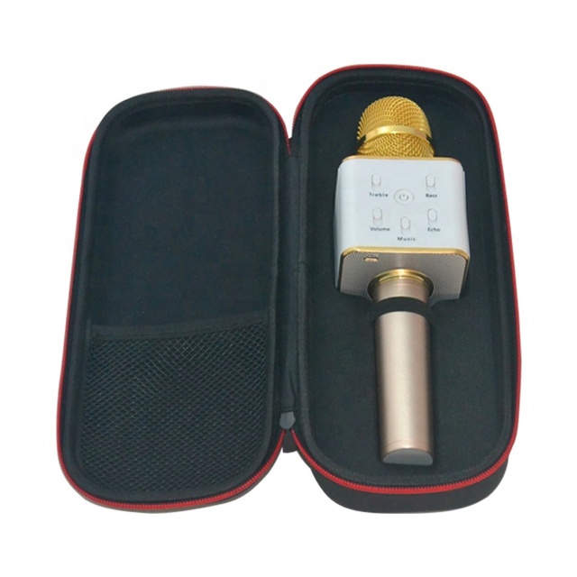 BRN Wireless Karaoke Microphone Speaker KTV USB Player Waterproof Shockproof Dustproof Black EVA Velvet Lining Storage Case Bag