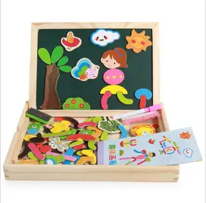 Bambini multi-funzionale di puzzle a doppia faccia tavolo da disegno magnetico per i bambini giocattoli