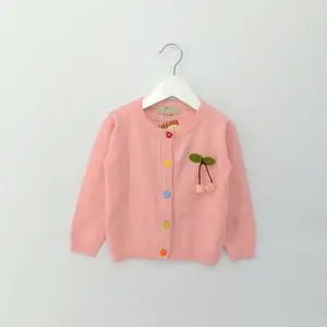 Bayi Perempuan Sweater Cherry Decroation 100 Hand Made Kenyamanan Kain Sweater Massal Membeli dari Cina