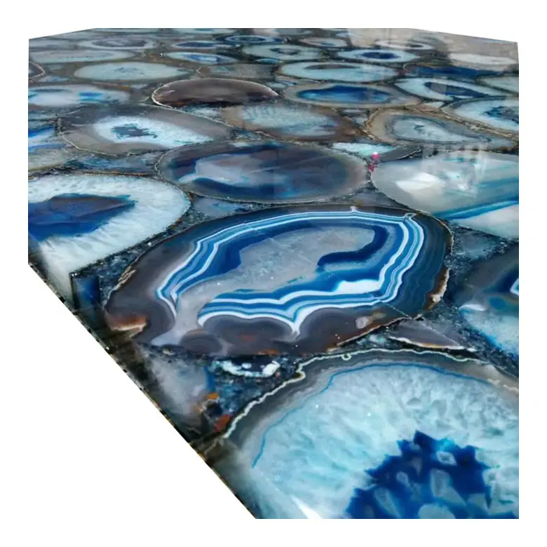 Durchscheinende farbige marmor halbedel kristall achat stein blau onyx platten