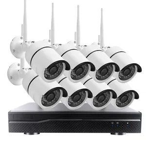 CCTV 보안 시스템 모든 세트 8 총알 돔 카메라 1 와이파이 NVR 플러그 앤 플레이 홈 와이파이 IP 카메라 키트