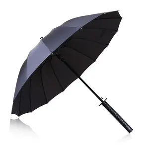 새로운 디자인 주문 로고 고품질 까만 큰 자동적인 열려있는 남자의 Katana 일본 사무라이 우산