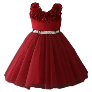 Navidad vestidos de fiesta de baile ropa para la fiesta, bebé niñas vestido de navidad rojo nuevo año los niños