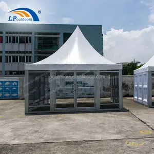 5x5x5 m al aire libre carpa pagoda con pared de vidrio y puerta de vidrio para el evento de promoción