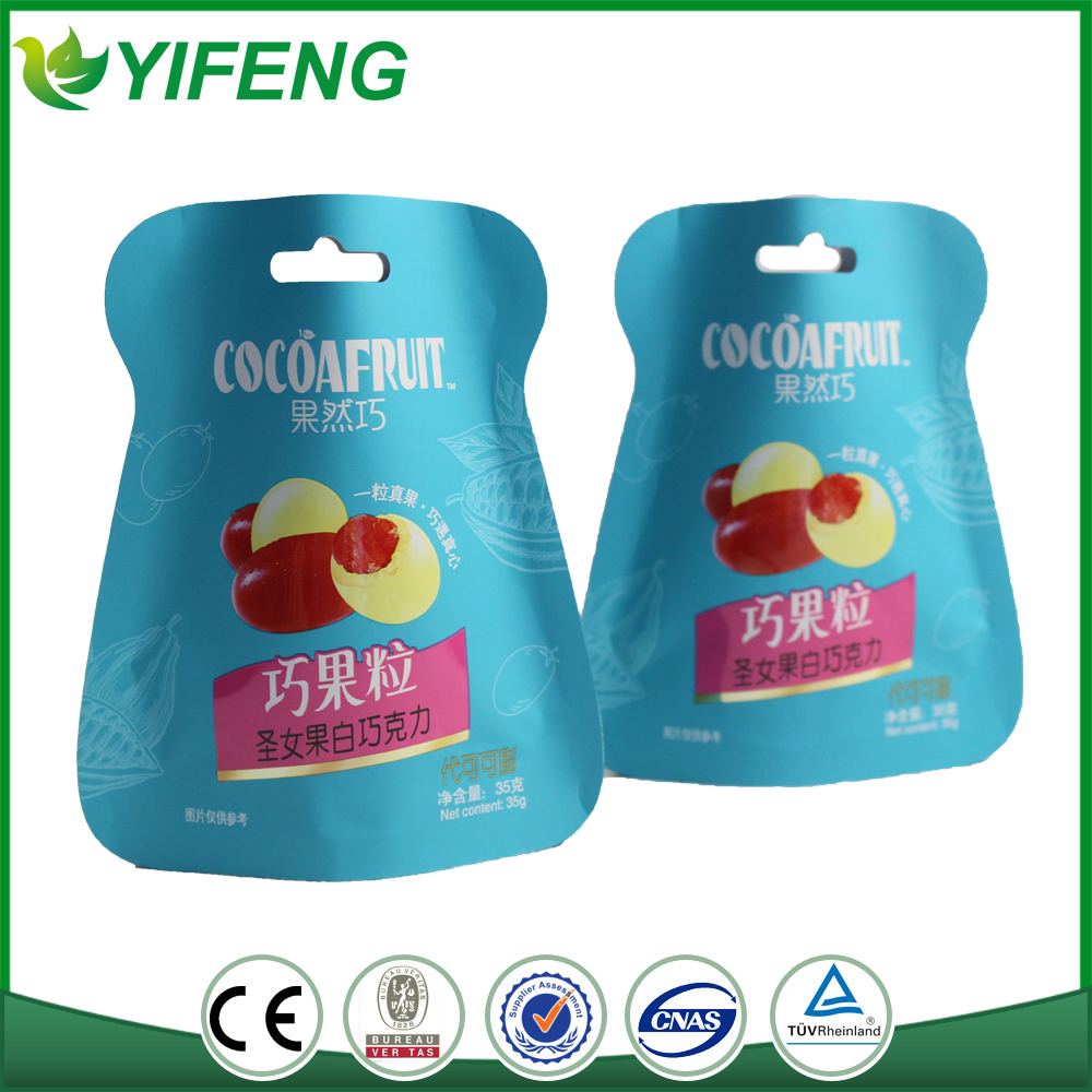 Spécial forme libre résistant à l'eau laminé matériau petite taille stand up pouch pour le chocolat