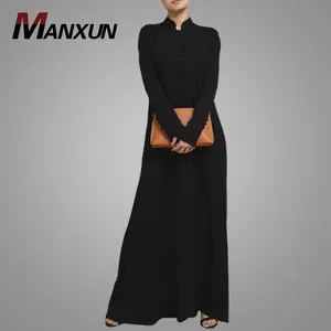 Simple Style Black Abaya Traditional Button Dubai Abaya Egypt Islamic Clothing