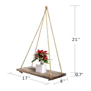 Juego de 2 Estantes de Pared Nórdicos Hechos a Mano de Madera Negra <span class=keywords><strong>para</strong></span> Dormitorio, Sala de Estar, <span class=keywords><strong>Plantas</strong></span> y Macetas - Product Image 4