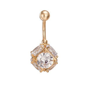 Commercio <span class=keywords><strong>all</strong></span>'ingrosso della fabbrica di figura del cubo lucido trasparente colorato di cristallo DELLA CZ di zircon body piercing in acciaio al titanio gioielli anelli del tasto di pancia - Product Image 2