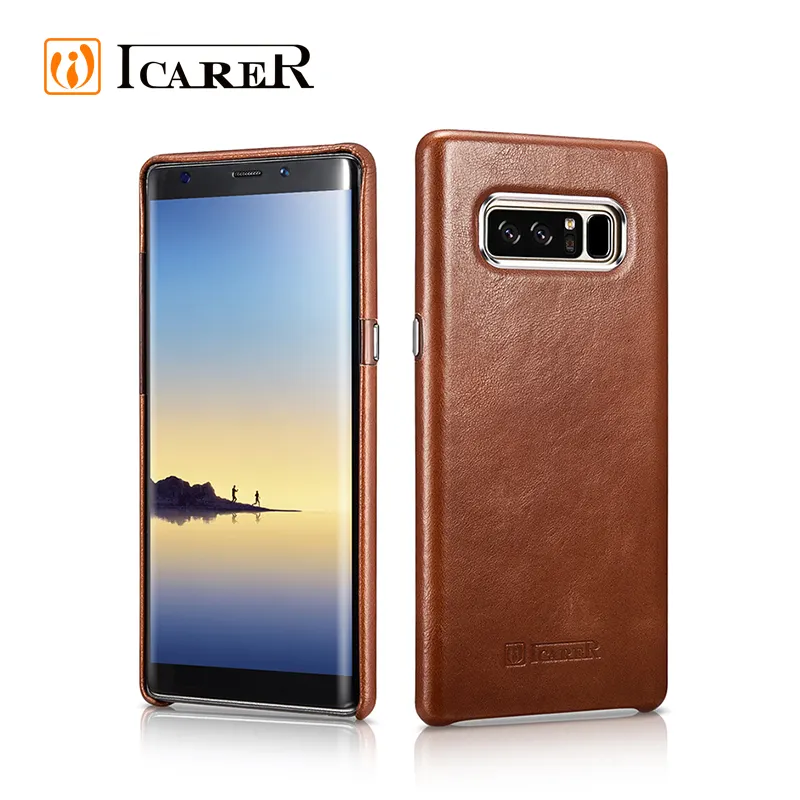 ICARER Wholesale Custom Vintage Back Cover Soft Leather Cell Mobile Phone Case For Samsung Galaxy S8