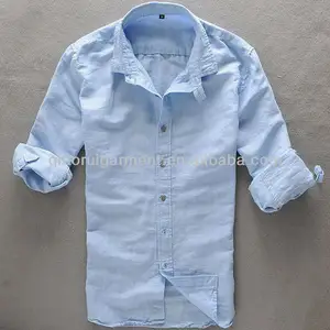 Laminados Luva dos homens Slim Fit Camisa De Linho