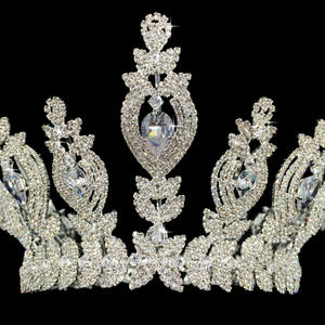 Echsio Cristallo Grandi Signore Corona Nuziale Diademi Antico <span class=keywords><strong>Queen</strong></span> <span class=keywords><strong>Victoria</strong></span> Argento Placcato Gioielli della Corona, Gioielli Da Sposa di lusso BC3121 - Product Image 4
