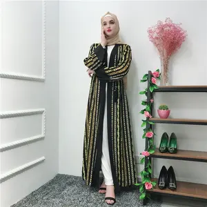 Robe musulmane à manches longues, tenue à motif de rayures, vêtements pour femmes islamiques, dubai abaya, nouvelle collection, 2019