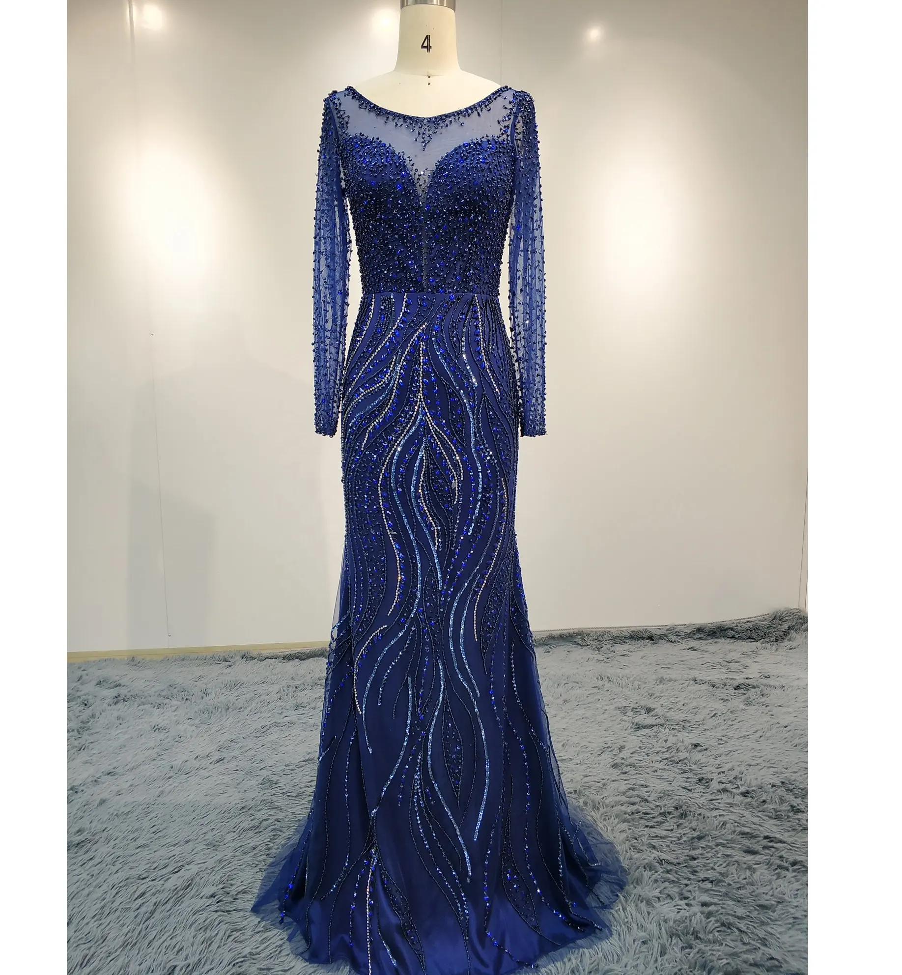 Robe de soirée dorée/bleue Royal, tenue de soirée de luxe, avec perles et cristaux, style arabe, de haute qualité, nouvelle collection, dubaï, 2019