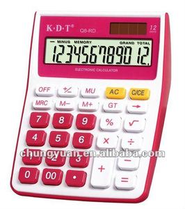 12 ספרות מחשבון אלקטרוני עם צבע אדום Q8-RD - Product Image 2