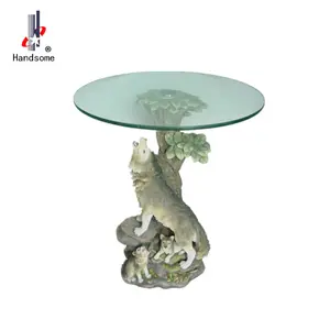 Wholesale sublimation Resin Statues Garden Items Animal Coffee Table Wolf Tables