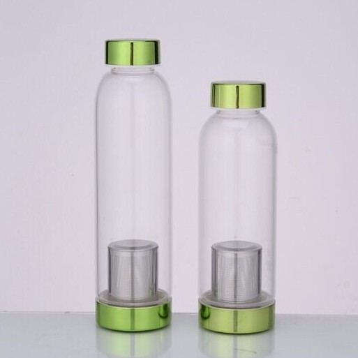 New custom lid borosilicate glass water bottle with heat-resistant cover