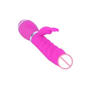 Full Silicone Sexy Toys G Point Female Masturbation Device Anal Rotating Rabbit Silicone Vibrator