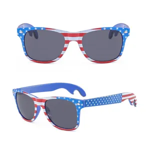 Kacamata Hitam Praktis Luar Ruangan Logo Kustom Kacamata Hitam Bendera Amerika USA Pembuka Botol Kacamata Hitam