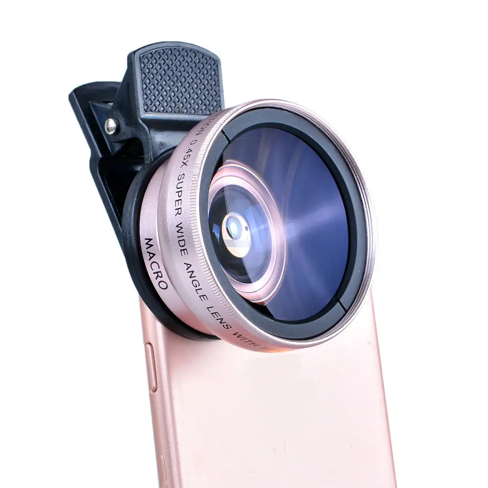 Lente de ojo de pez para cámara de teléfono inteligente, lente supergran angular de 0.45X, venta directa de fábrica