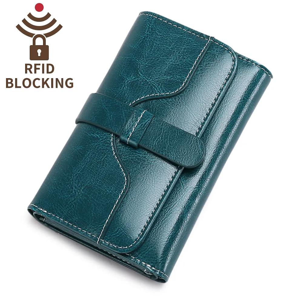 Women's RFID Blocking Large Capacity Luxury Genuine Leather Clutch Wallet Card Holder Organizer Ladies Purse