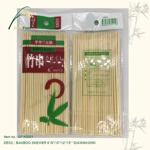 Fujian fábrica suministra ee.uu. exportó alta calidad barbacoa desechable 6 pulgadas brochetas de bambú