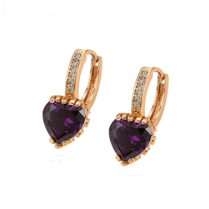 93825-pendientes de corazón de oro de 18 quilates, joyería de moda al por mayor - Product Image 1