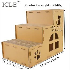 Icle מותג-חתול יישומים 3 מדרגות שכבות גלי חדר תיבת Houses-ic-0072 DIY חתול גרדן מגדל