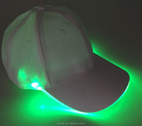 Venta caliente de algodón llano gorra de brillante brillan en la oscuridad de linterna de camping al aire libre cap