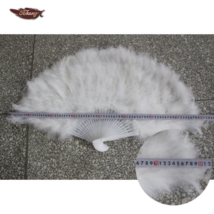 Éventail à main en plumes de dinde marabou blanc grand format 80*45cm pour la décoration de mariage - Product Image 2