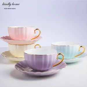 <span class=keywords><strong>Taza</strong></span> y platillo de cerámica de gran oferta, juego de tazas de té de <span class=keywords><strong>calabaza</strong></span> de la tarde de porcelana, 8 Uds. - Product Image 1