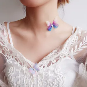 3D Sợi Bướm Chokers Vòng Cổ Vô Hình Dòng Cá LụA Cổ Chuỗi Cho Phụ Nữ Quà Tặng