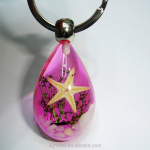 Colore diverso metallo acrilico trasparente portachiavi auto con reale sea star di cristallo promozionale portachiavi keys - Product Image 4