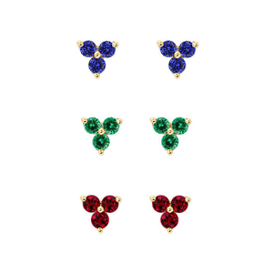 Gemnel <span class=keywords><strong>Bleu</strong></span> <span class=keywords><strong>saphir</strong></span> trio zircon bijoux de mode 925 argent cz boucles d'oreilles - Product Image 1