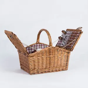 2024 Handmade Craft Rattan Willow Fancy Wicker Little Picnic Snack Food Storge Basket