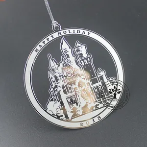 2018 new hot custom etched mirror finish stainless steel Christmas ornaments