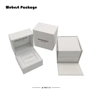Webest पैकेज कस्टम मेड गहने बक्से रेशमी कपड़े लक्जरी पैकेजिंग सफेद लिनन अंगूठी बॉक्स