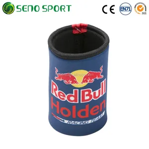 Floating Red Bull Neoprene Beer Can Cooler Holder With Rubber Bottom